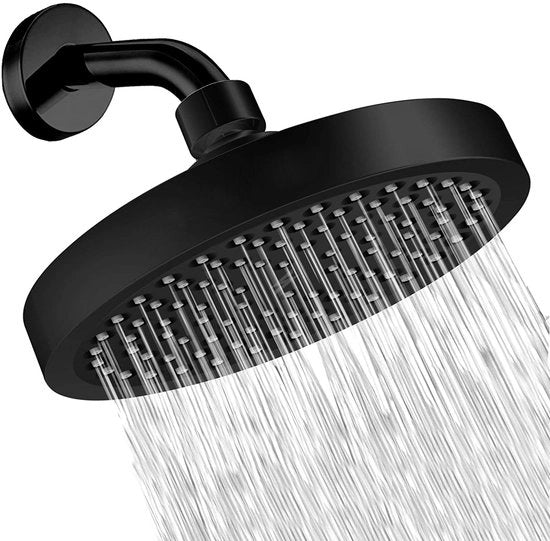 Douchekop fissa, 15,2 cm (6 pollici), facile da installare, sostituzione ideale per la vostra cabina doccia, potente, lussuoso, moderno con alta pressione - nero.