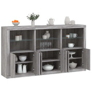 Credenza con Luci LED-Buffet-Armadio da cucina Grigio Sonoma 181,5x37x100 cm 747187