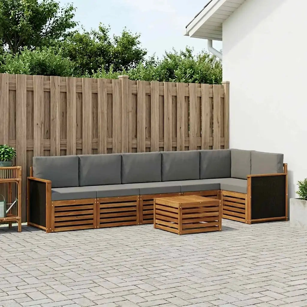 Set divano sezionale con cuscino 6 pcs Naturale e Grigio Chiaro 3384432