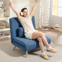 Poltrona con Funzione Letto, Design 2-in-1, Poltrona Letto, Ospite Letto, Rivestimento in Tessuto, con Cuscino, Blu