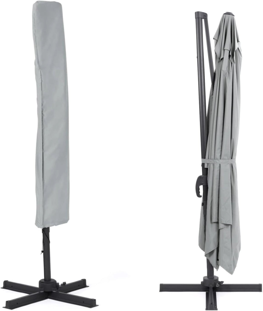 Ombrellone Calvi inclinabile a 360°, Grigio Chiaro 3x4 M con Copertura