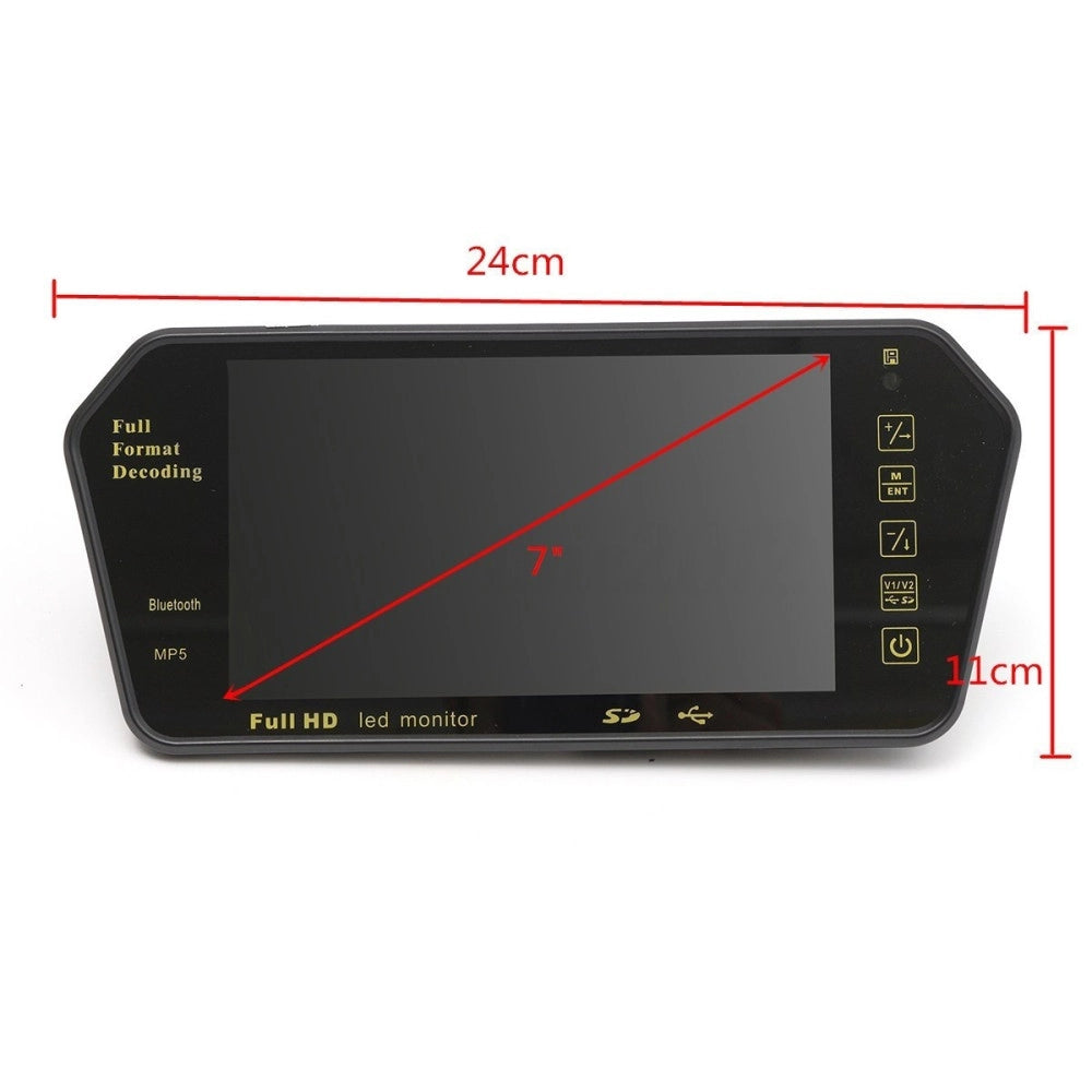 Trade Shop - Specchietto Retrovisore Monitor 7'' Bluetooth Usb Sd Tft Mp5 Camera Auto -