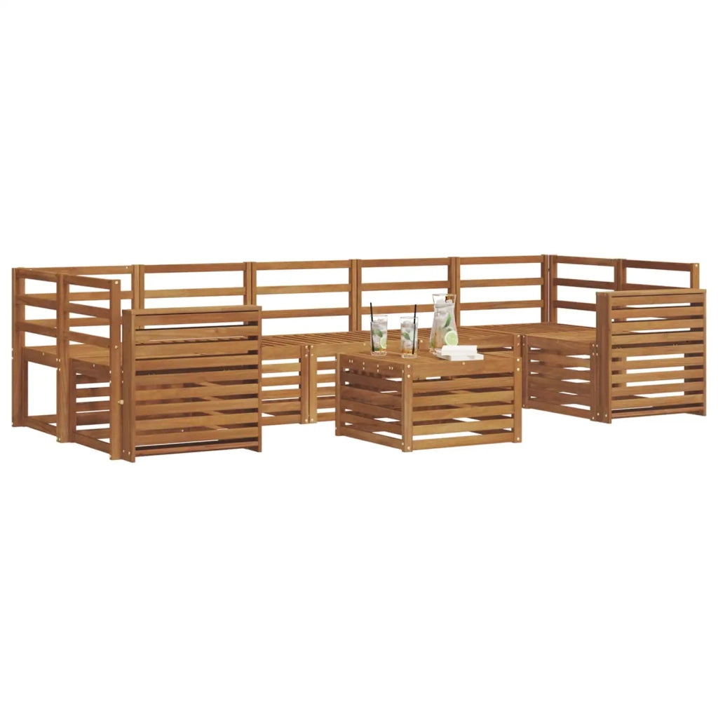 Set di divani da esterno 8 pz Naturale Legno di Acacia Massello 3374534