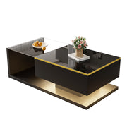 Tavolino da salotto con 1 vano contenitore e ripiani aperti; LED a 16 colori; soggiorno; 100 × 50 × 32.5 cm