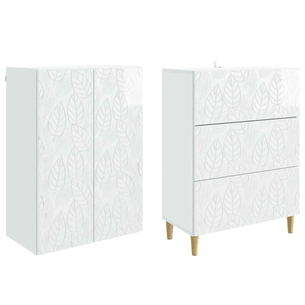 Set di armadi 2 pcs Bianco Lucido 66 x 34,5 x 90 cm