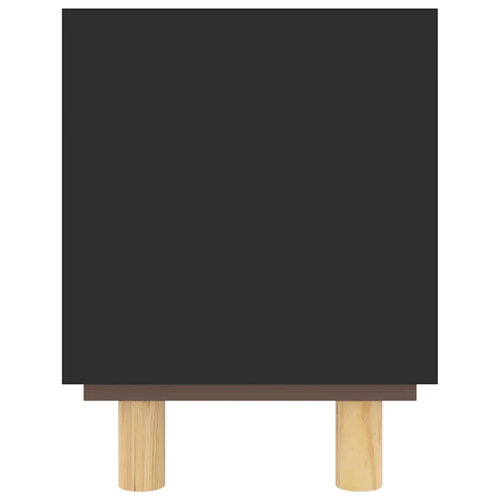 Mobile TV Nero 105x30x40 cm Massello Pino e Rattan Naturale 345616