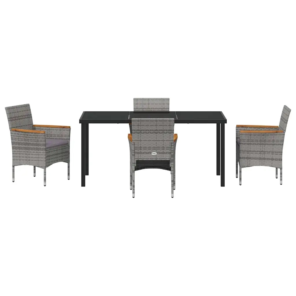 Set da Pranzo per Giardino con cuscino 5 pcs Grigio polyrattan 3379761
