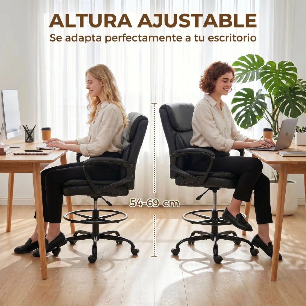 Sedia da Ufficio Girevole Ergonomic ¨C zephmum ¨C Nero con Altezza e Poggiapiedi Regolabili