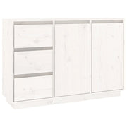 Buffet credenza cassettiera armadio mobile contenitore organizer per cucina soggiorno salotto 111 x 34 x 75 cm legno massello di pino bianco 02_0030203