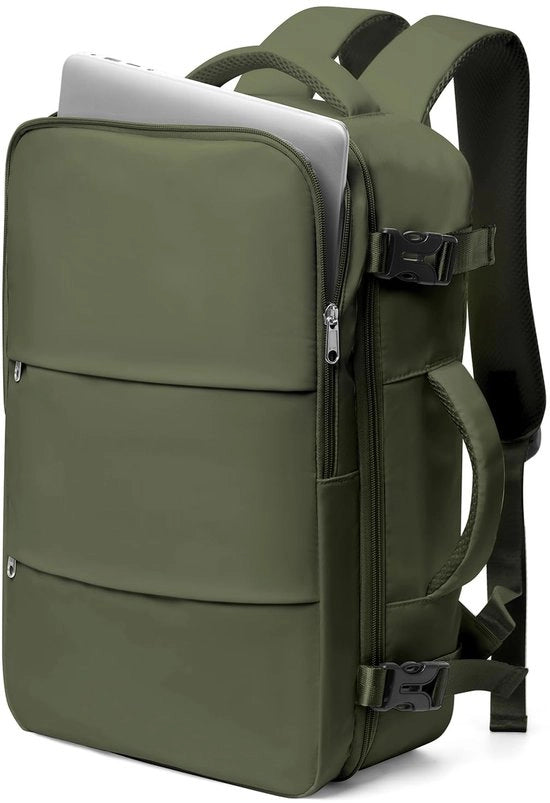 Borsa a mano per viaggiatori 45x36x20 cm, grande borsa a mano per bagagli a mano con tasca per laptop 15,6 pollici, per uomo e donna, colore verde