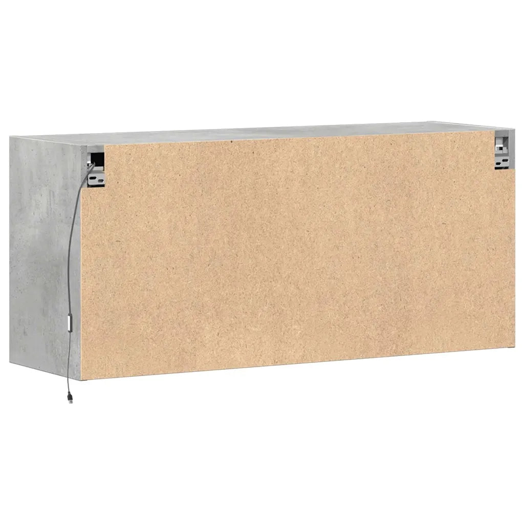 Mobile TV a Parete con Luci LED Grigio Cemento 100x31x45 cm