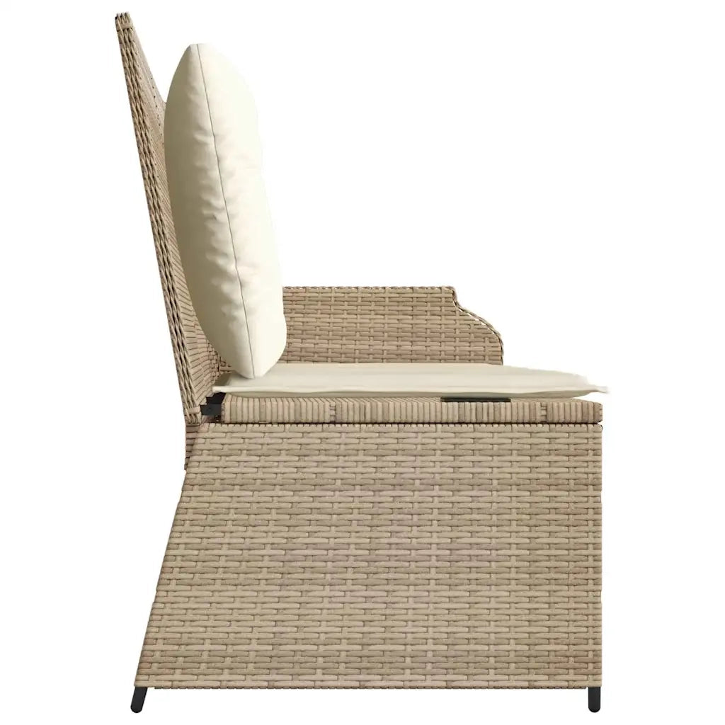 Panca Reclinabile da Giardino con Cuscini-Sgabello-Sedia da esterno Beige in Polyrattan 876241