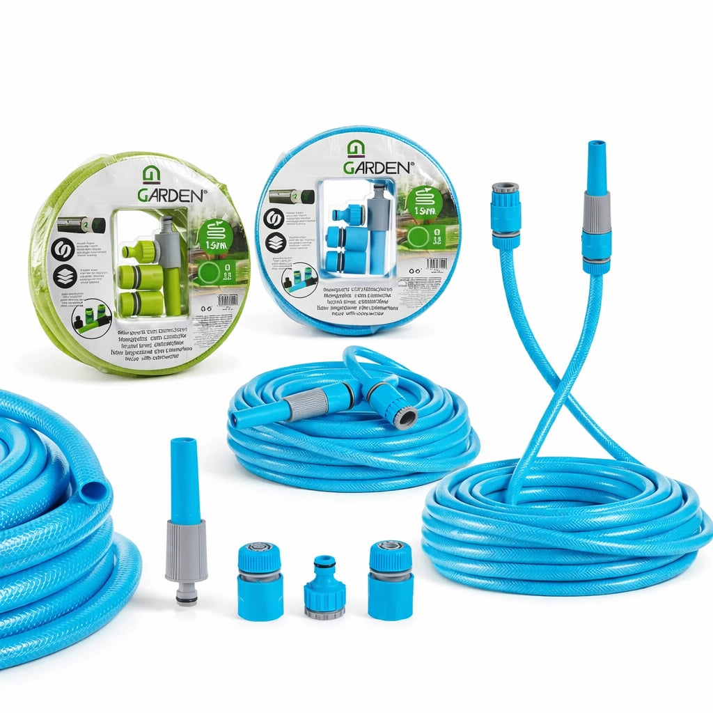 Tubo da Giardino Irrigazione 15MT Diametro 15mm 3 Strati Pvc con 4 Accessori