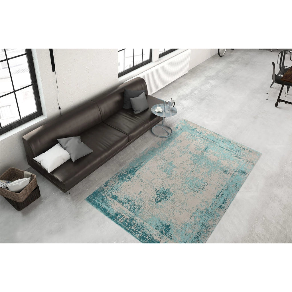 Tappeto vintage Nostalgia in cotone e poliestere turchese