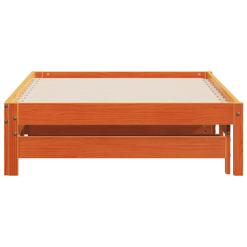 Divano con Letto Estraibile Marrone Cera 90x190cm Massello Pino
