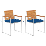 Sedie da Giardino 2 pz con Cuscini in Legno Acacia e Acciaio cod mxl 72318