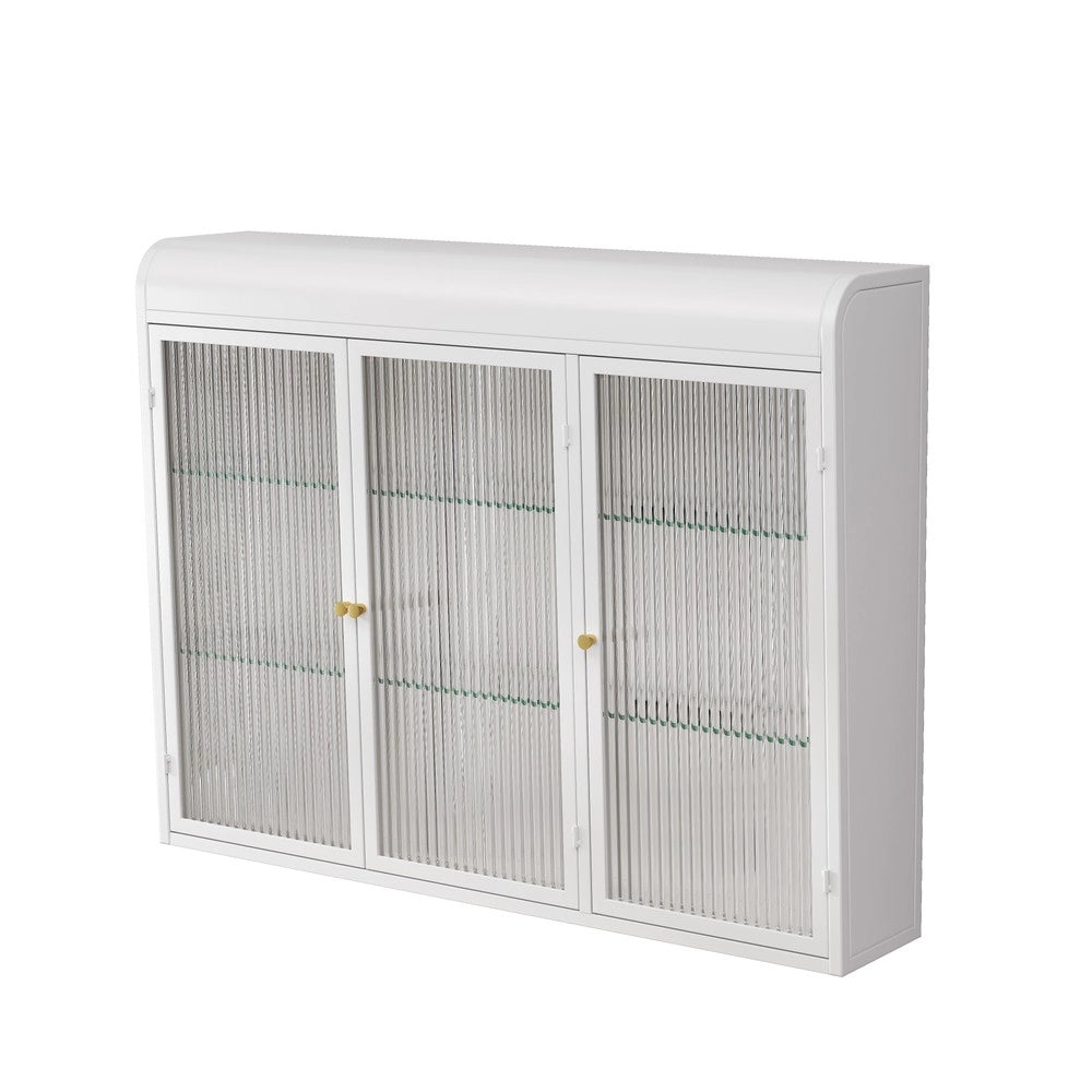 Armadietto a Muro con Ante in Vetro ¨C MINIMAL ¨C Bianco, 3 Ante