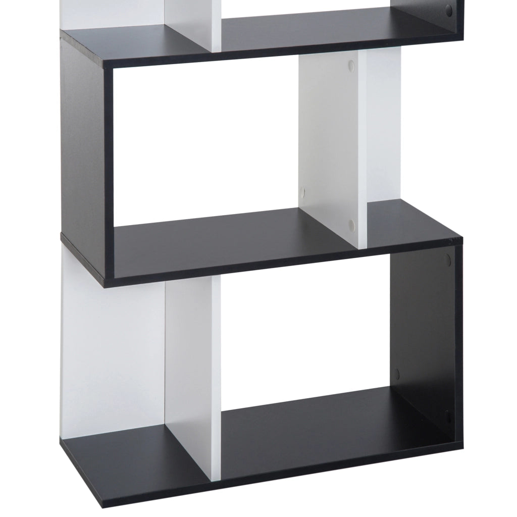 Libreria 5 livelli forma S ¨C Xylo ¨C scaffale legno bianco nero 60x24x148cm