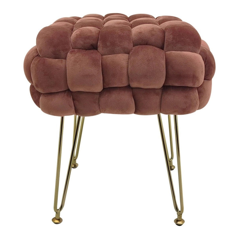Set di 2 Pouf Intrecciato Sophie Rosa 
 Velluto 
Con Piedini Regolabili