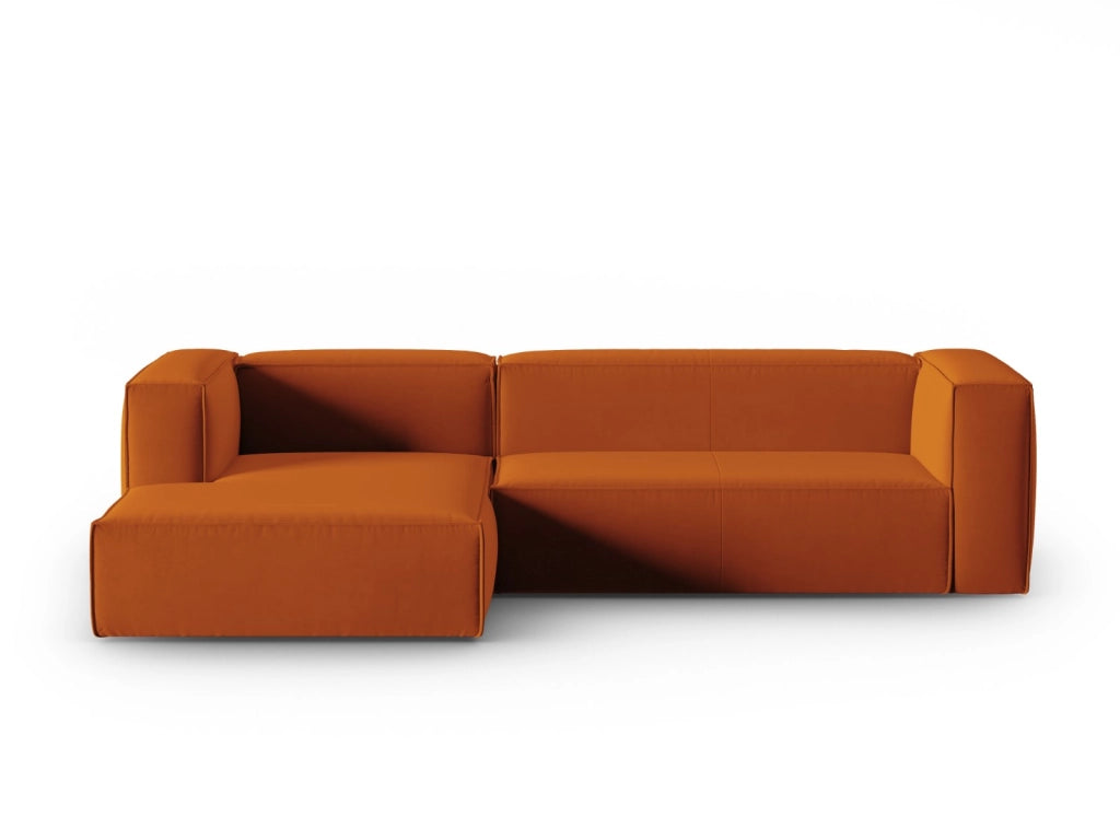 Cosmopolitan Design - Divano angolare sinistro "Mackay" 4 posti in velluto terracotta 