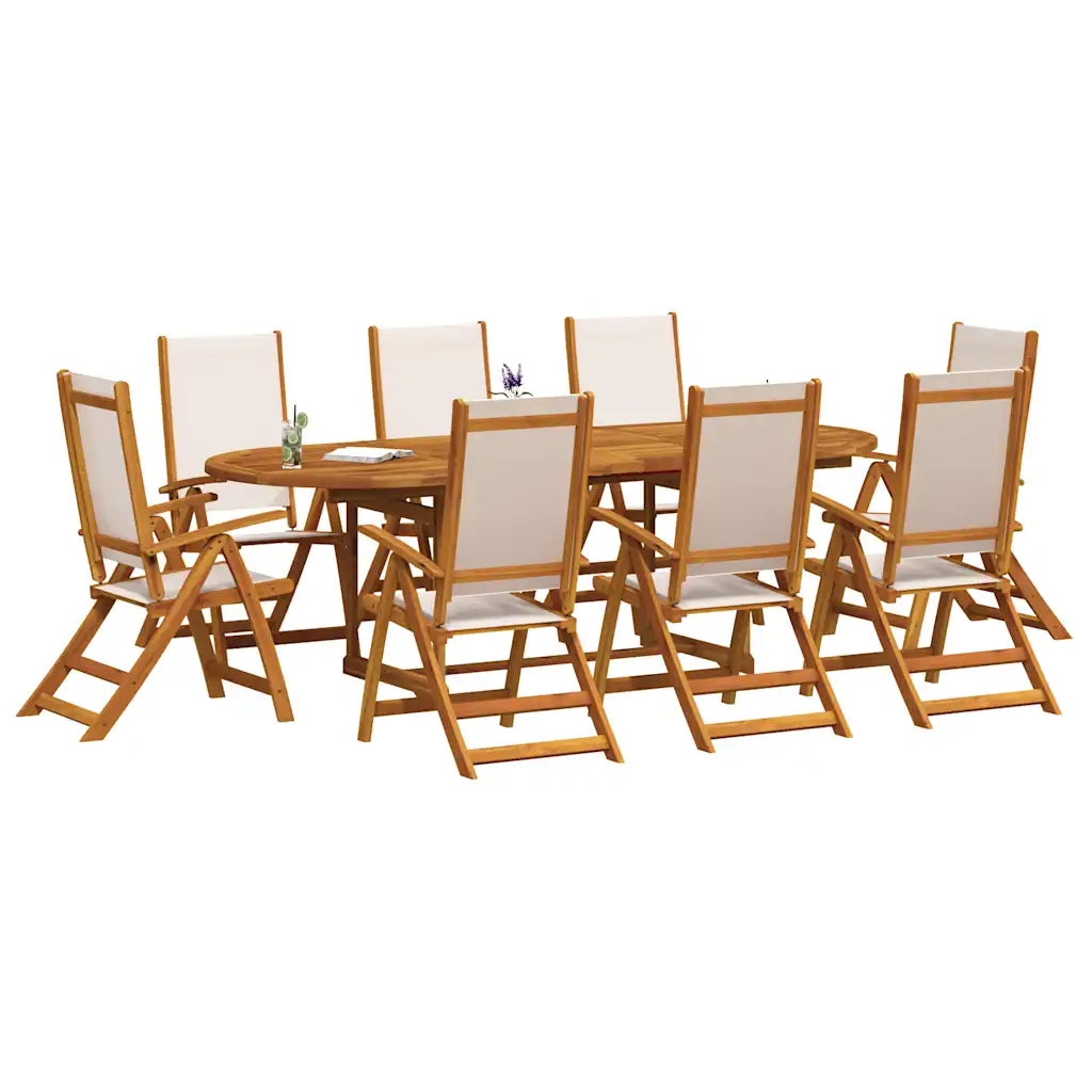 Set Pranzo da Giardino 9pz Legno Massello di Acacia e Textilene 3279277