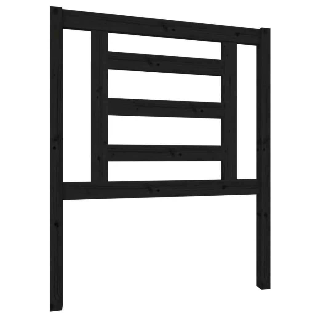 Testiera | Testata per Letto Nera 81x4x100 cm in Legno Massello di Pino