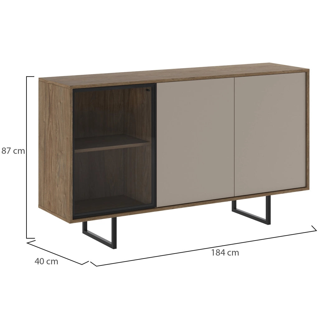 Madia Terinese, Credenza 3 Ripiani, 184x40x87h cm Beige