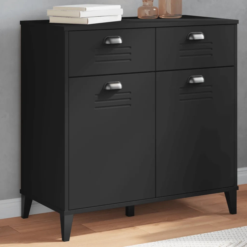 Credenza VIKEN Nera 80x40x80 cm in Legno Massello di Pinocod mxl 117023