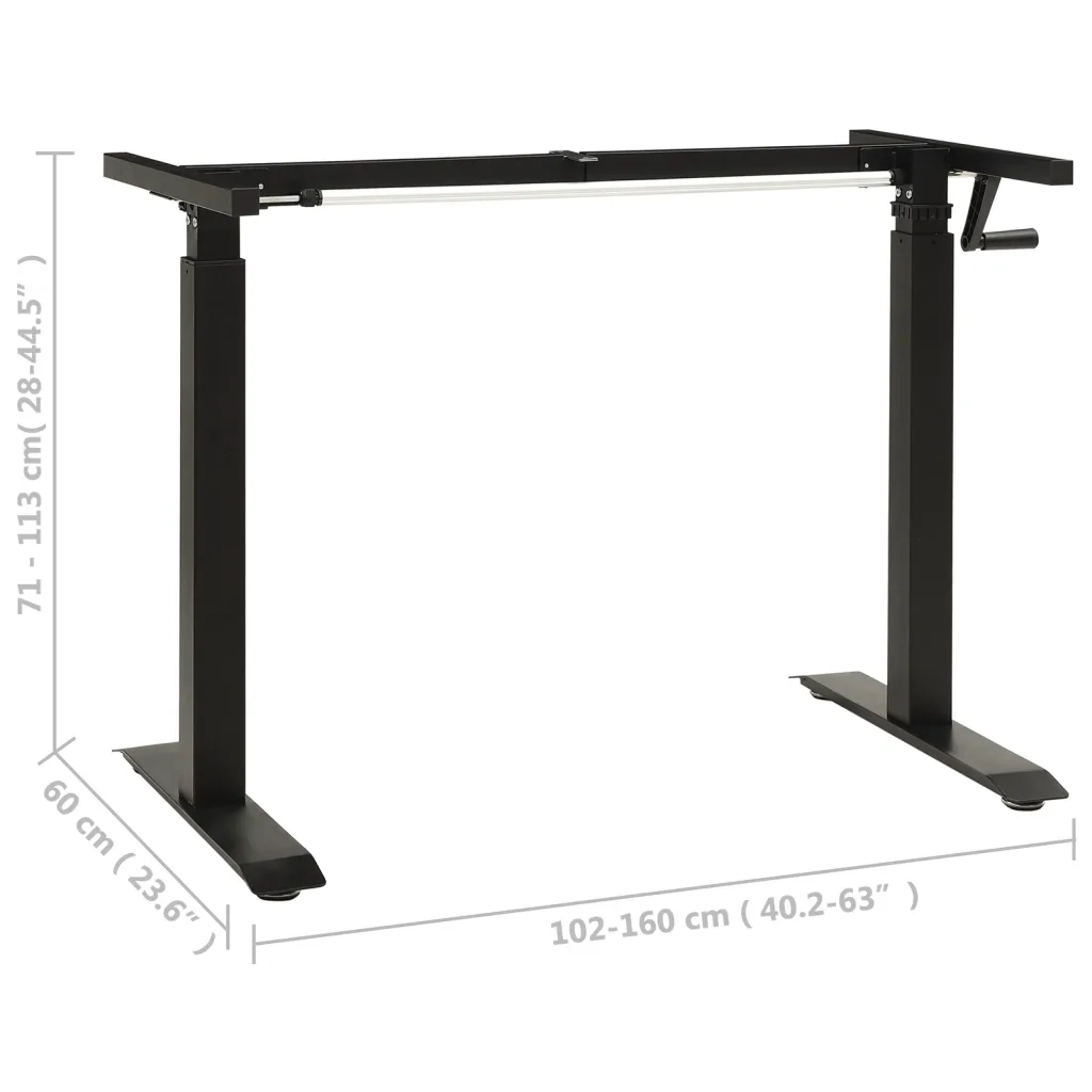 Telaio Scrivania Altezza Regolabile Manuale a Manovella Nero CFW3181090