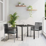 Set da Pranzo per Giardino 3 pcs Nero Rattan in PE