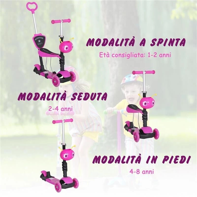 MONOPATTINO 3 RUOTE PER BAMBINI SEDILE E MANIGLIONE ALTEZZA REGOLABILE