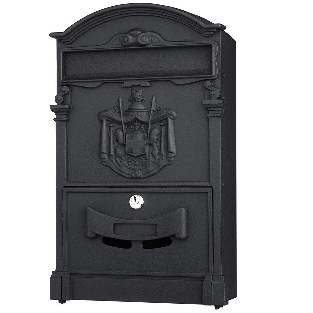 Cassetta Postale Parete Alluminio Buca Lettere Posta Esterno con Chiave Nero