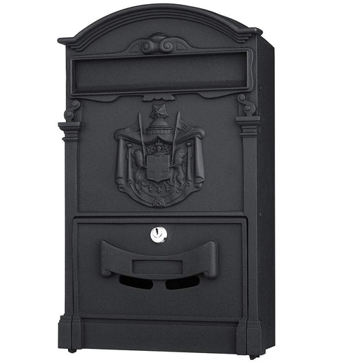 Cassetta Postale Parete Alluminio Buca Lettere Posta Esterno con Chiave Nero