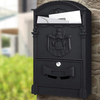 Cassetta Postale Parete Alluminio Buca Lettere Posta Esterno con Chiave Nero
