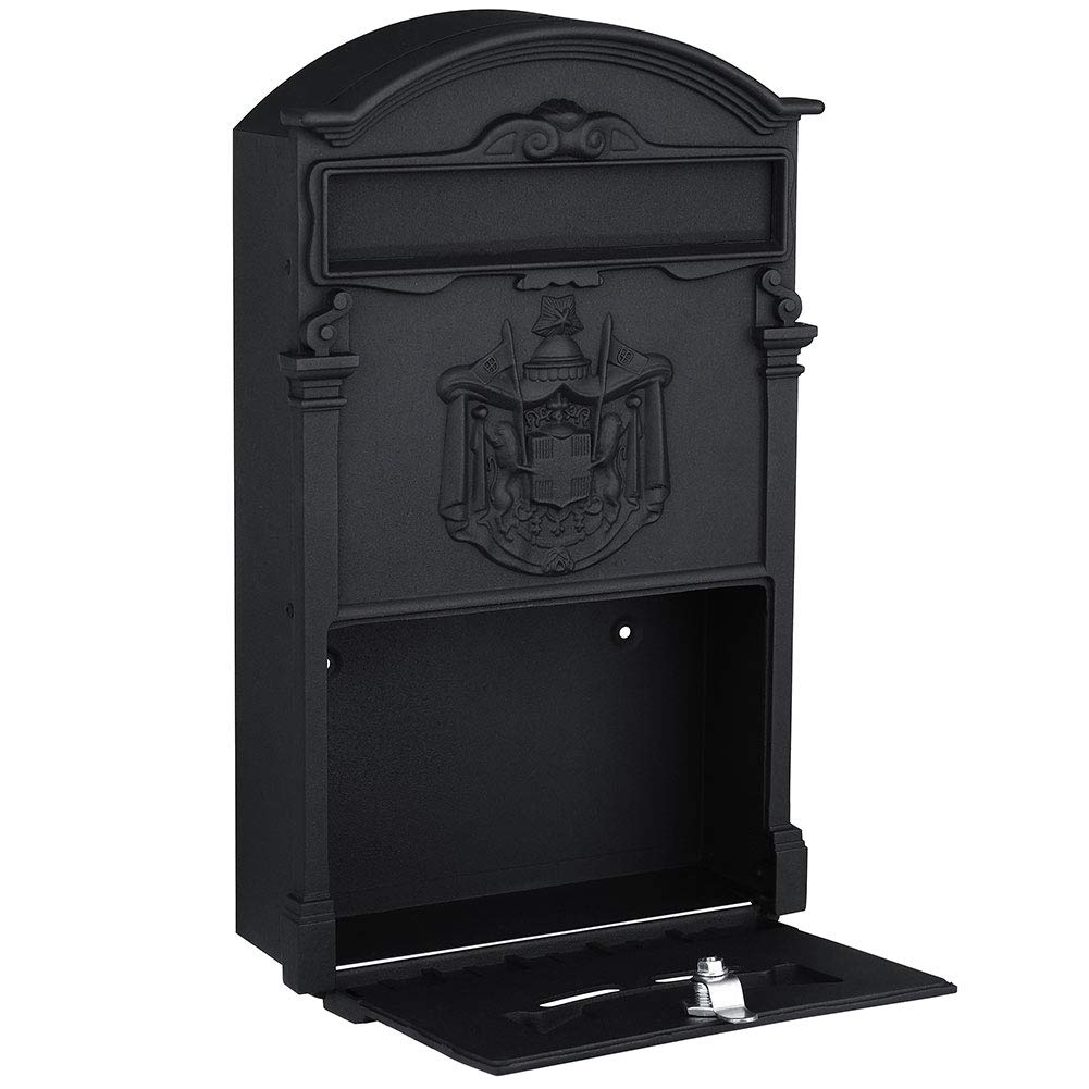 Cassetta Postale Parete Alluminio Buca Lettere Posta Esterno con Chiave Nero