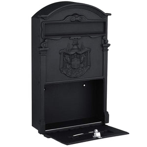 Cassetta Postale Parete Alluminio Buca Lettere Posta Esterno con Chiave Nero