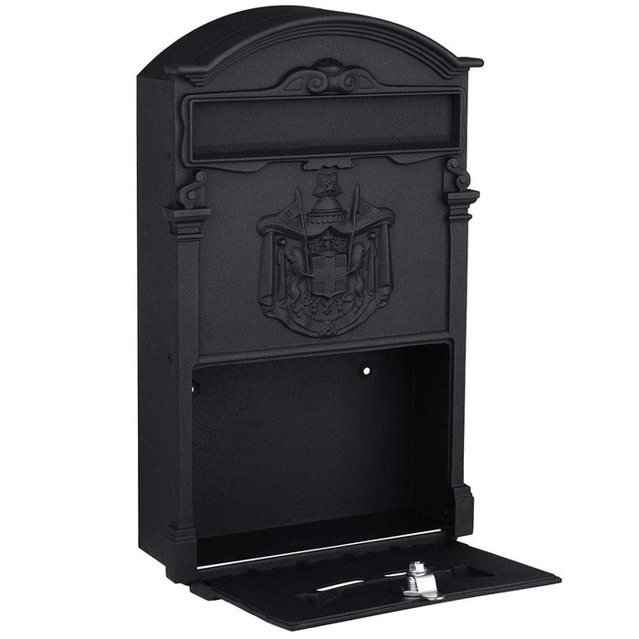 Cassetta Postale Parete Alluminio Buca Lettere Posta Esterno con Chiave Nero