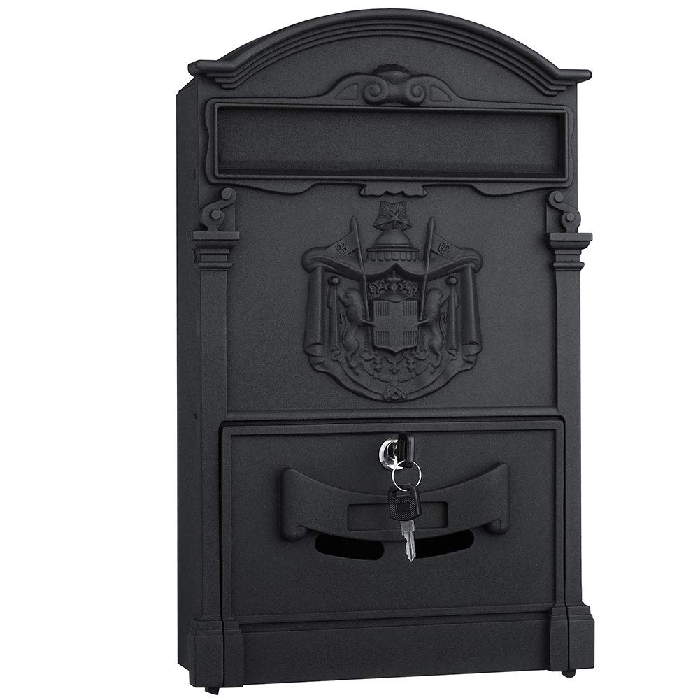 Cassetta Postale Parete Alluminio Buca Lettere Posta Esterno con Chiave Nero