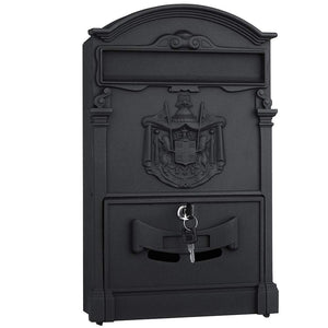 Cassetta Postale Parete Alluminio Buca Lettere Posta Esterno con Chiave Nero
