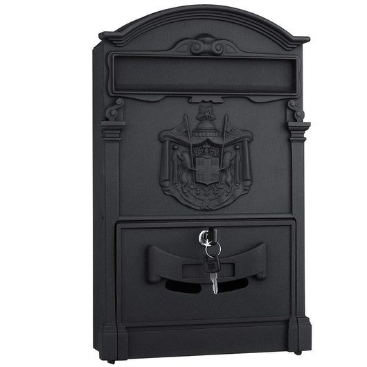 Cassetta Postale Parete Alluminio Buca Lettere Posta Esterno con Chiave Nero
