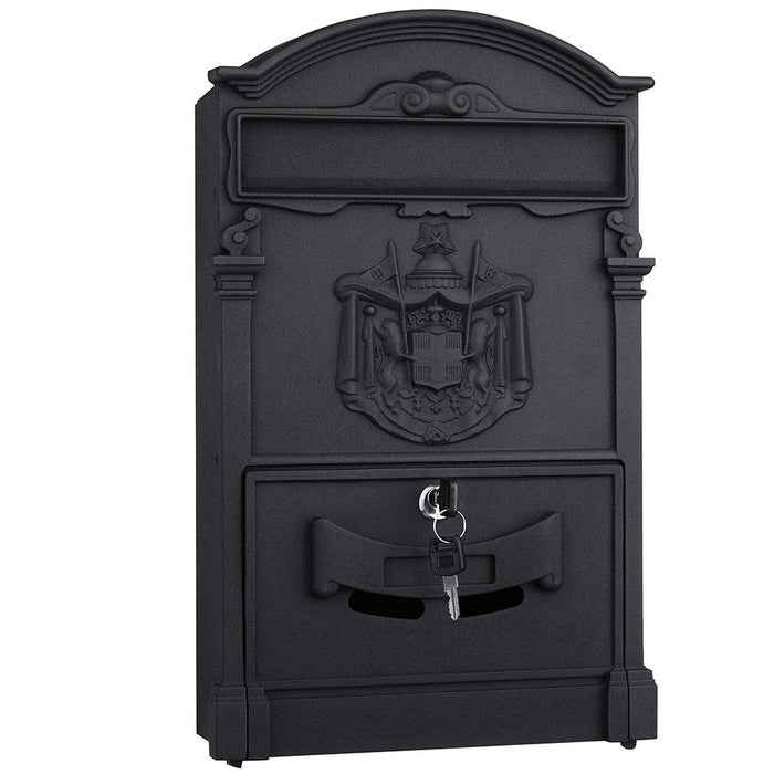 Cassetta Postale Parete Alluminio Buca Lettere Posta Esterno con Chiave Nero