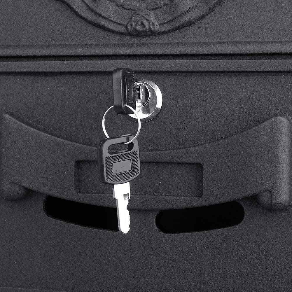 Cassetta Postale Parete Alluminio Buca Lettere Posta Esterno con Chiave Nero