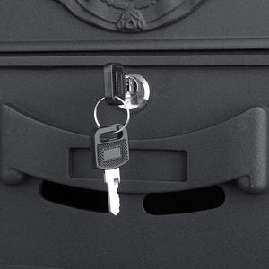 Cassetta Postale Parete Alluminio Buca Lettere Posta Esterno con Chiave Nero