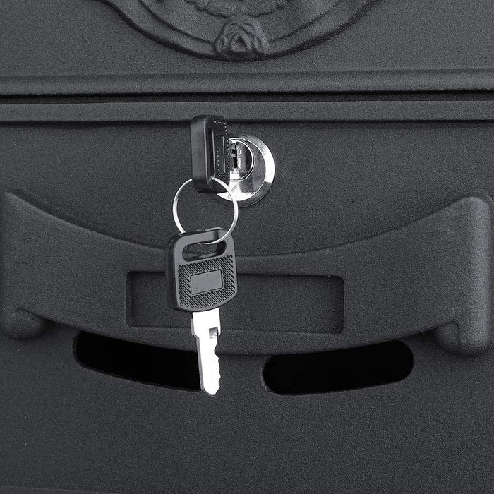 Cassetta Postale Parete Alluminio Buca Lettere Posta Esterno con Chiave Nero