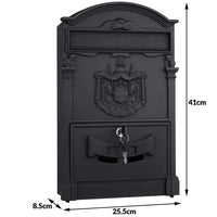 Cassetta Postale Parete Alluminio Buca Lettere Posta Esterno con Chiave Nero