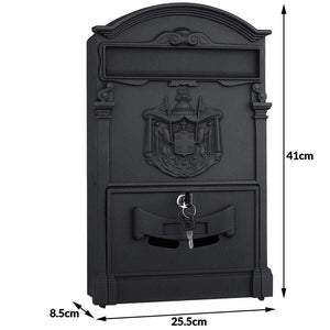 Cassetta Postale Parete Alluminio Buca Lettere Posta Esterno con Chiave Nero