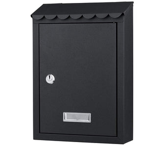 Cassetta Postale Parete in Acciaio Porta Lettere Posta Esterno con Chiave Nero