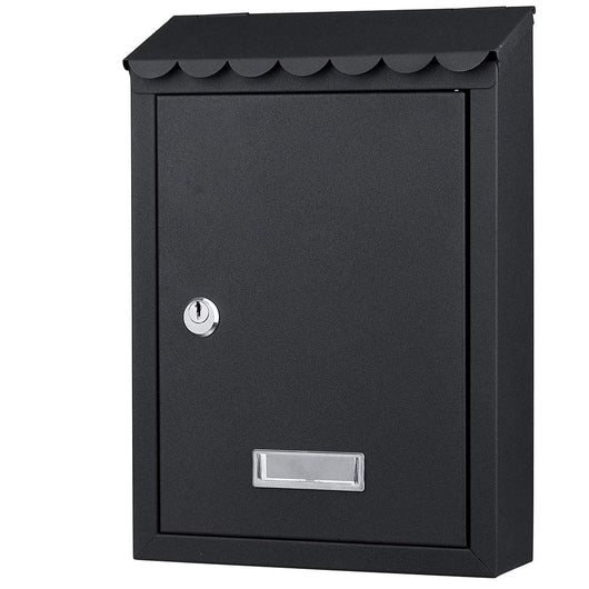 Cassetta Postale Parete in Acciaio Porta Lettere Posta Esterno con Chiave Nero