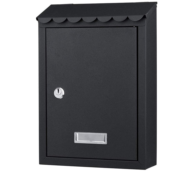 Cassetta Postale Parete in Acciaio Porta Lettere Posta Esterno con Chiave Nero