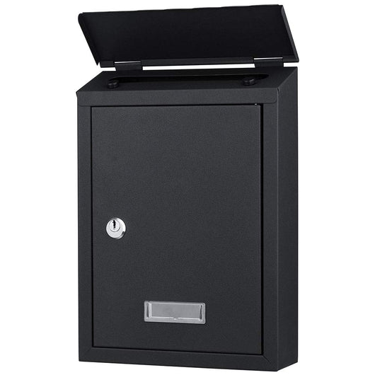 Cassetta Postale Parete in Acciaio Porta Lettere Posta Esterno con Chiave Nero